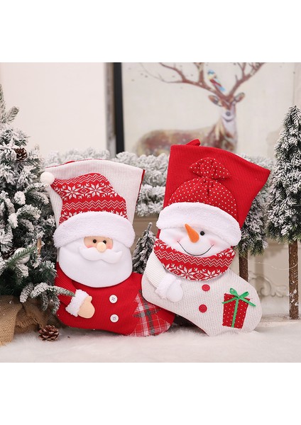 Noel Socks Örgü Noel Baba Kardan Adam Bebek Şeker Hediye Çantası Noel Ağacı Kolye Noel Dekorasyon (Yurt Dışından)