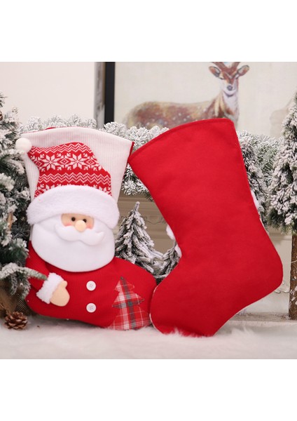 Noel Socks Örgü Noel Baba Kardan Adam Bebek Şeker Hediye Çantası Noel Ağacı Kolye Noel Dekorasyon (Yurt Dışından)