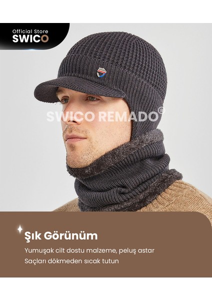 Erkek Kışlık Şapka Takımı - Koyu Gri (Yurt Dışından) fırsatları