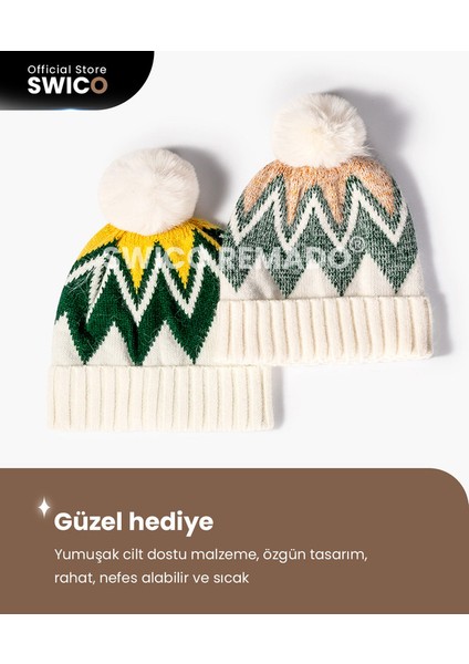 Kadın Kışlık Şapka - Yeşil/beyaz (Yurt Dışından)