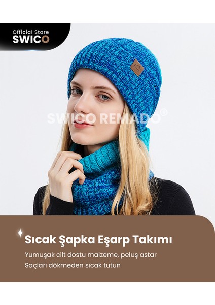 Kadın Kışlık Şapka ve Eşarp Takımı - Gri (Yurt Dışından)