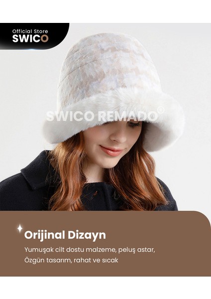 Kadın Kış Peluş Kova Şapka - Siyah/gri (Yurt Dışından)