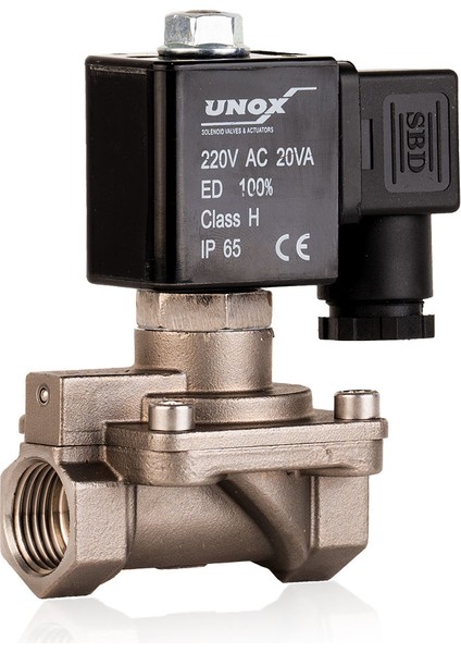 220 V AC Paslanmaz Genel Maksat Normalde Kapalı Solenoid Valf (0-16 BAR)