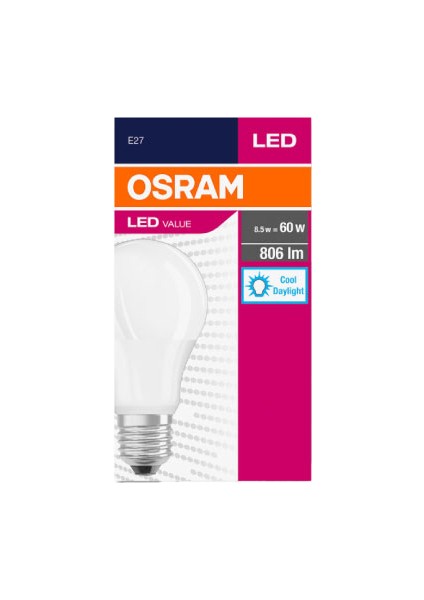 Led Value 8,5W Beyaz Işık E-27 806lm Ampul