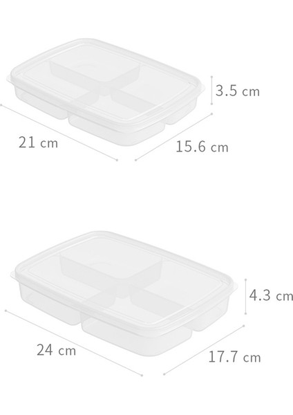 3 Pcs 4 Bölme Buzdolabı Kaçırma Istiflenebilir Gıda Hazırlama Kutuları, Boyut: Büyük (Beyaz) (Yurt Dışından)
