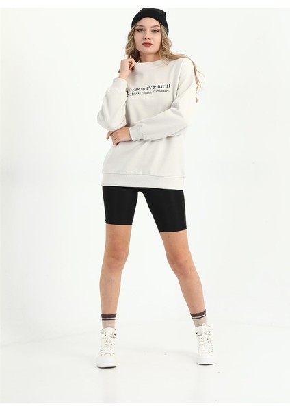 Kadın Ekru Basic Sweatshirt MW2248