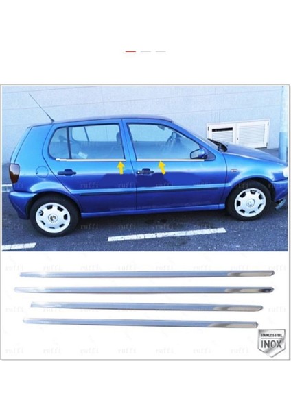 Vw Polo Krom Cam Çıtası 1994-2001 Paslanmaz Çelik 4 Parça