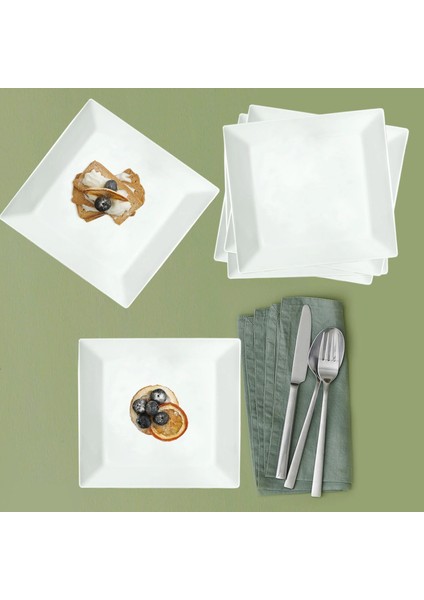 Merıd 6 Parça Kare Servis Tabağı 21x21 Cm