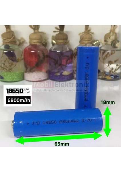 18650 Şarjlı Pil (El Feneri Pili) 3.7VOLT 6800MAH Büyük Boy Tekli