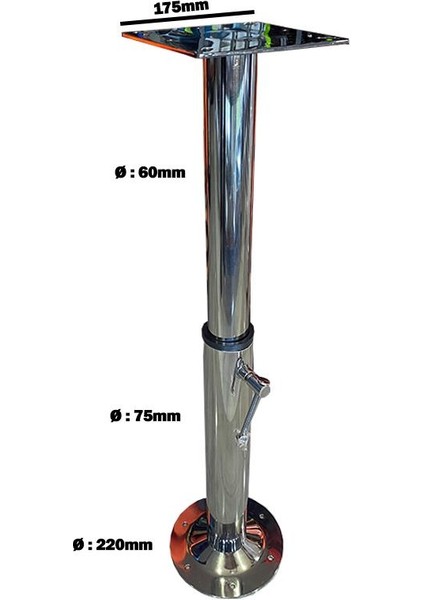Masa ve Koltuk Ayağı 2 Kademeli Krom 53-90CM Tekne, Yat ve Karavan