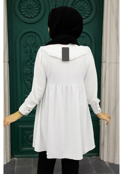 - Bebe Yaka Ekru Tesettür Tunik 556E