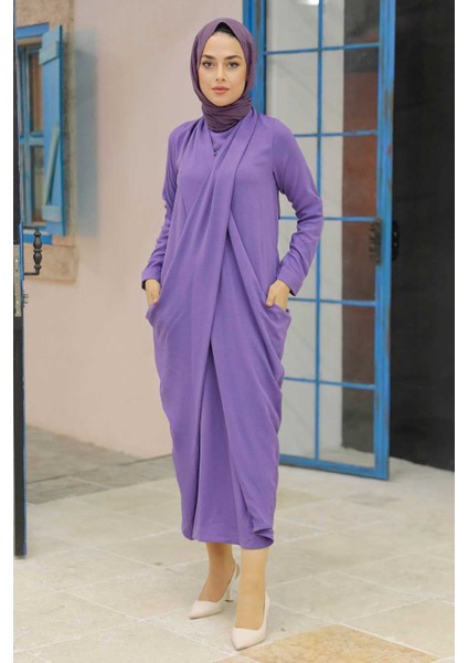 - Lila Tesettür Elbise 34281LILA
