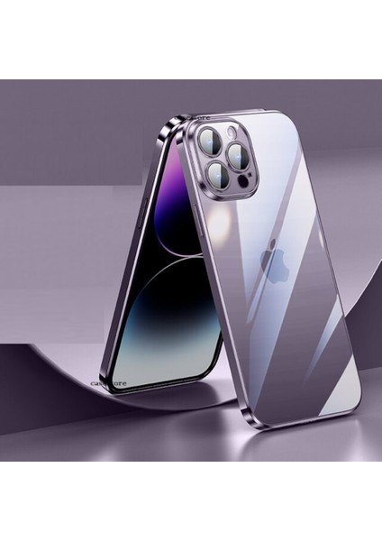 iPhone 14 Pro Kılıf Kamera Lens Koruyucu 6.7 Inç Derin Mor Için Ultra Ince Sert Pc Arkası Şeffaf