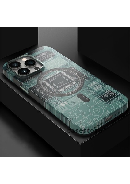 Iphone 14 Pro Kılıf Manyetik Kablosuz Şarj Destekli Fosforlu 3D Gece Işıklı Oyuncu Kapak