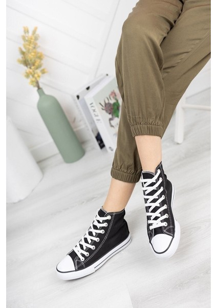 Unisex Bilekli Günlük Siyah Keten Kadın Erkek Spor Sneaker Ayakkabı fiyatları