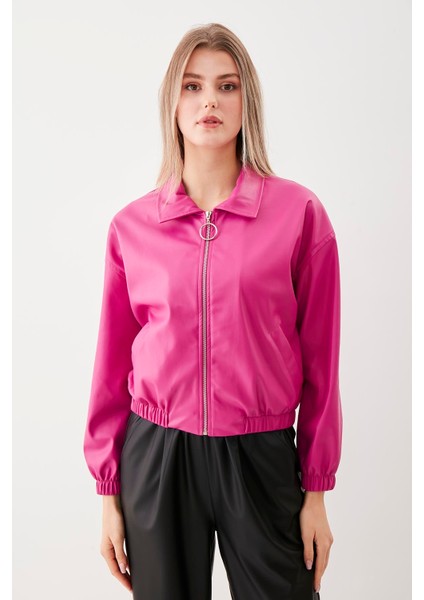 Fermuarlı Bomber Suni Deri Ceket indirimleri