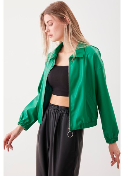 Fermuarlı Bomber Suni Deri Ceket fiyatları