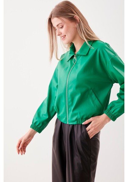 Fermuarlı Bomber Suni Deri Ceket indirimleri