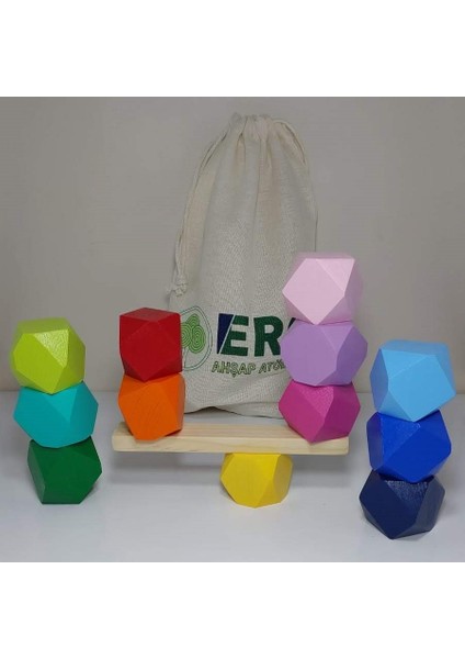 Wood Blocks Ahşap Denge Blokları Montessori Waldorf Eğitimi 12'li Set