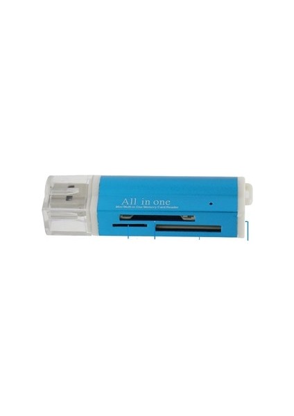 2 Parça Mulli Multi 1 USB 2.0 Mikro Sd Sdhc Tf Mmc Ms Pro Duo Hafıza Kartı Okuyucu - Mavi (Yurt Dışından)