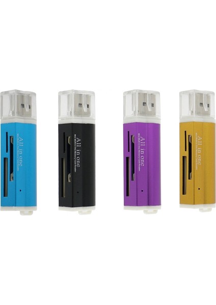 2 Parça Mulli Multi 1 USB 2.0 Mikro Sd Sdhc Tf Mmc Ms Pro Duo Hafıza Kartı Okuyucu - Mavi (Yurt Dışından)