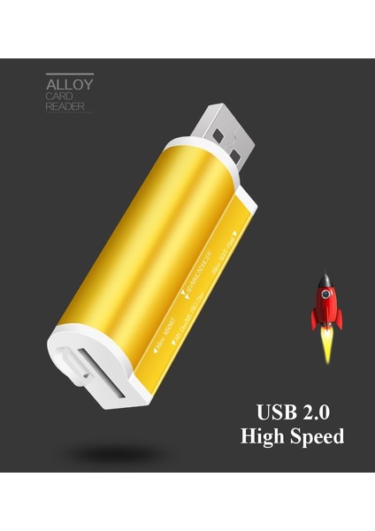 2 Parça Mulli Multi 1 USB 2.0 Mikro Sd Sdhc Tf Mmc Ms Pro Duo Hafıza Kartı Okuyucu - Mavi (Yurt Dışından)