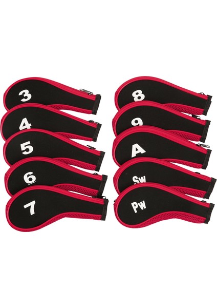 10 Adet Golf Demir Başlık Seti Golf Kulübü Kafa Kapağı Putter Açık Hava Sporları Kırmızı ve Siyah (Yurt Dışından) fırsatları