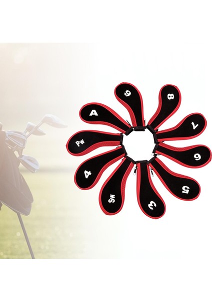 10 Adet Golf Demir Başlık Seti Golf Kulübü Kafa Kapağı Putter Açık Hava Sporları Kırmızı ve Siyah (Yurt Dışından) indirimleri