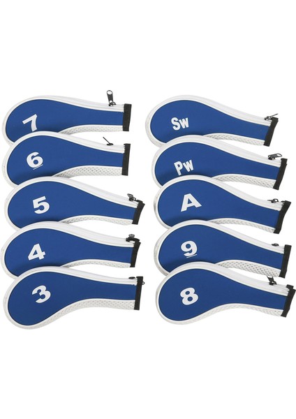 10 Adet Golf Demir Başlık Seti Golf Kulübü Kafa Kapağı Putter Açık Hava Sporları Mavi ve Beyaz (Yurt Dışından) fırsatları