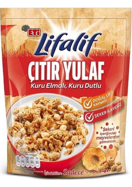 Lifalif Çıtır Yulaf Kuru Elmalı & Dutlu 200 gr
