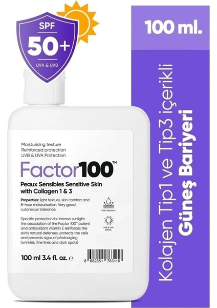 FACTOR100 2 Adet Ultra Nemlendirici Leke Karşıtı Yüksek Korumalı SPF50+ 100ML