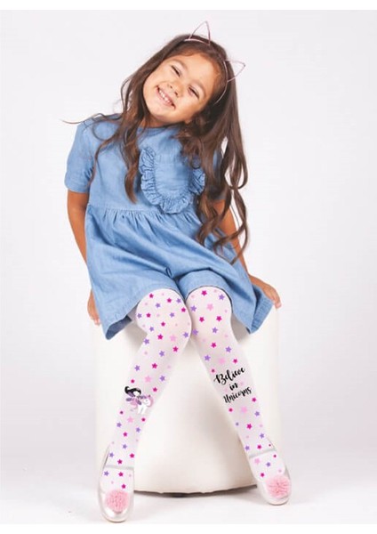 Renan Desenli Çocuk Külotlu Çorap 11 12 Yaş