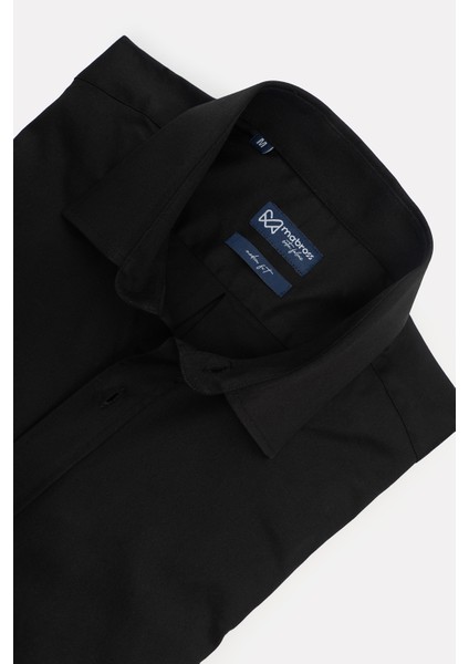 Erkek Siyah Saten Pamuklu Modern Fit Gömlek indirimleri
