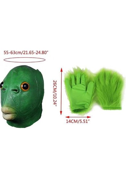 Yeşil Balık Kafası Hayvan Lateks Headgear Maskesi (Yurt Dışından) modelleri