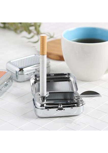 Kilitlenebilir Kapaklı Açık Küllük Taşınabilir Metal Masaüstü Ashtray | Küllükler (Yurt Dışından)