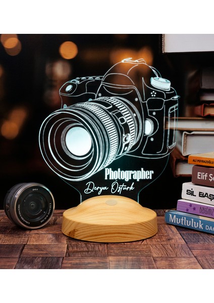 Fotoğrafçı Hediyesi Dslr Fotoğraf Makinesi Kişiye Özel 3D LED Lamba