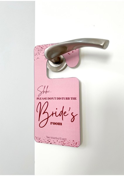 Gelin Odası Pembe Yıldızlı Kapı Kolu Askısı - Shh Please Don't Disturb The Bride's Room