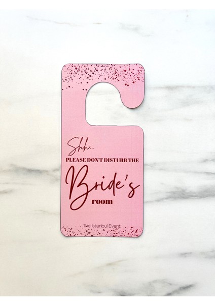 Gelin Odası Pembe Yıldızlı Kapı Kolu Askısı - Shh Please Don't Disturb The Bride's Room