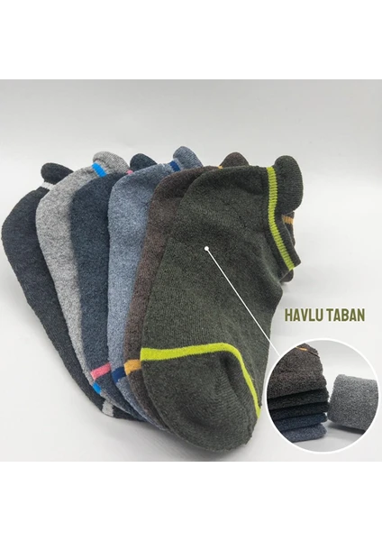 Ciho Socks 6 Çift Kadın Kışlık Havlu Taban Pastel Renkler Çekçekli Patik Çorap