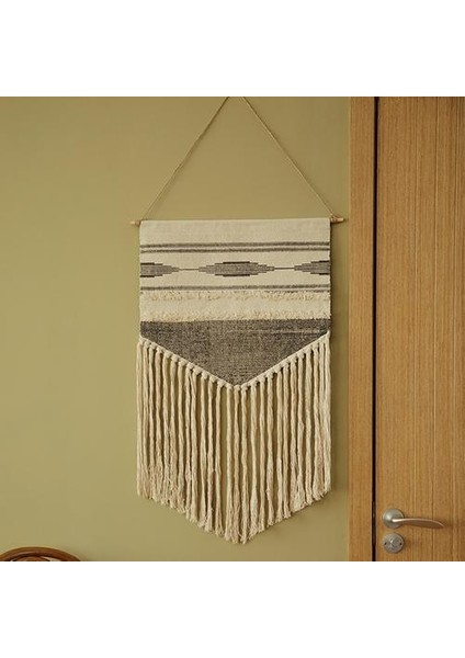 Boho Asılı Goblen Vintage Kumaş Makrome Dekorasyon Watt Saat Ölçer Kutusu Kapak Otel Asılı Battaniye Ev Ofis Duvar Dekor | Dekoratif Gobiyeller (Gri) (Yurt Dışından)