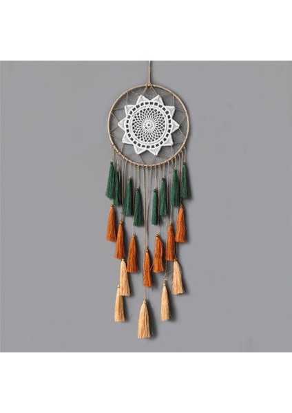 Makrome Bohemian Goblen Duvar Asılı El Dokuma Püskül Dekor Yatak Odası Arka Plan Ev Dekor Dream Catcher Nordic Renk | Dekoratif Gobiyeller (Yeşil) (Yurt Dışından)