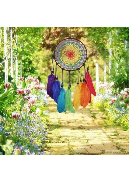Rüya Avcısı Yuvarlak Gökkuşağı Renkli Tüy Dreamcatcher Odası Asılı Dekor (Yurt Dışından) fiyatları