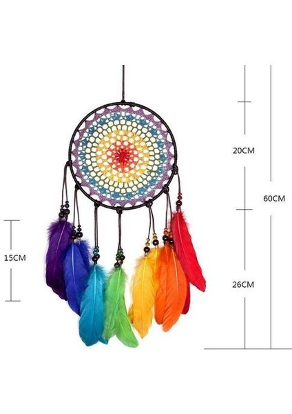 Rüya Avcısı Yuvarlak Gökkuşağı Renkli Tüy Dreamcatcher Odası Asılı Dekor (Yurt Dışından) modelleri