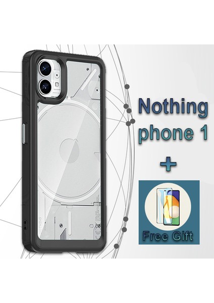 Lanze Direct Nothing Phone 1 Telefon Kılıfı Silikon Yumuşak Kılıf + Ekran Koruma Filmi - Siyah (Yurt Dışından)