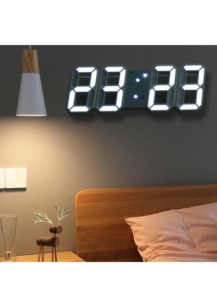 Hooqict 3D LED Dijital Büyük Duvar Saati Modern Tasarım Ev Oturma Odası Dekorasyon Tarihi Sıcaklık Takvimi Alarm Tablo Saat Duvar Saatleri (Yurt Dışından)