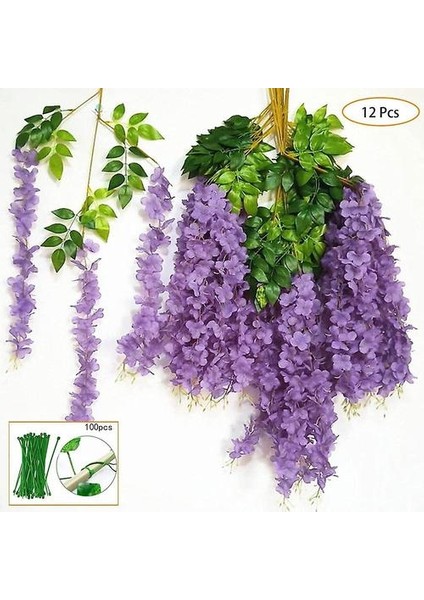 Yapay Çiçek Asma Ratta Asılı Çelenk Ipek Wisteria Çiçekleri (Yurt Dışından)