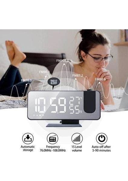 LED Ayna Çalar Saat Sıcaklık Termometre Danışma Zaman Tarihi Ekran Projektör Takvim USB Şarj Masa LED Dijital Saat | Radyo (Yurt Dışından) fiyatları