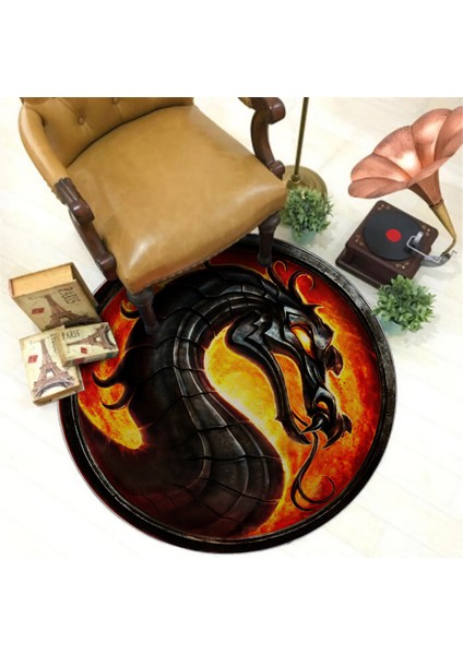 Mortal Kombat Logo Halısı Genç Odası Ejderha Desenli Dekoratif Halı Dijital Baskı Bambu Kalite fırsatları