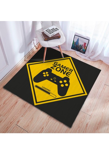 Oyuncu Odası Halısı Gamer Zone Desen Sarı Dokuma Taban Dijital Baskı Halı Bambu Kalite Oyun Halısı fiyatları
