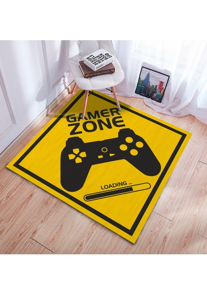 Oyuncu Odası Halısı Gamer Zone Desen Sarı Dokuma Taban Dijital Baskı Halı Bambu Kalite Oyun Halısı modelleri